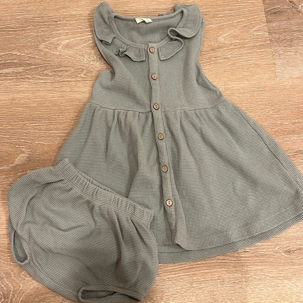 Quincy Mae Sleeveless Waffle Tank Dress & Bloomers